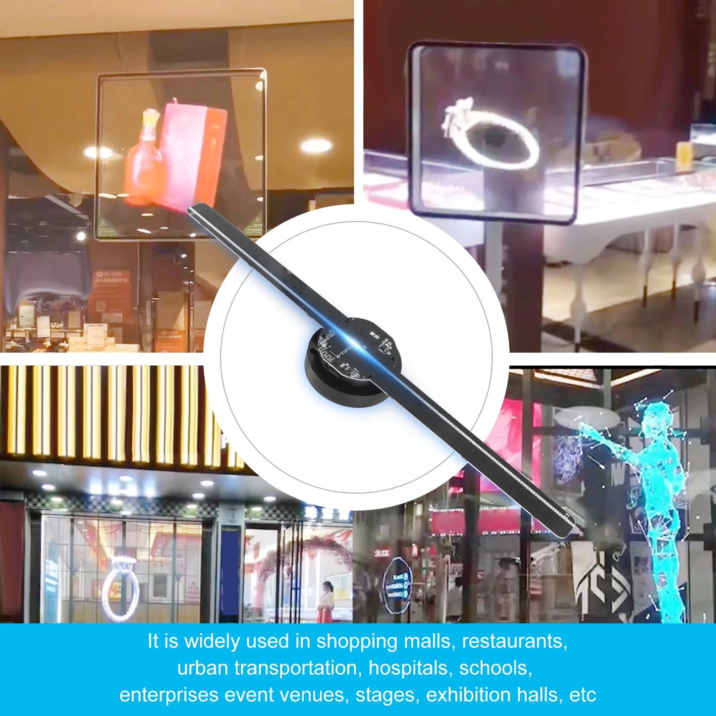 3D Holographic Projector Fan Led Lamp Beads Upload Hologram fan Photos and Videos Display Advertising Light Sign Light Display