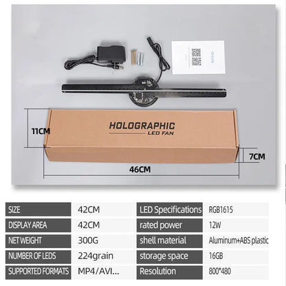 3D Holographic Projector Fan Led Lamp Beads Upload Hologram fan Photos and Videos Display Advertising Light Sign Light Display